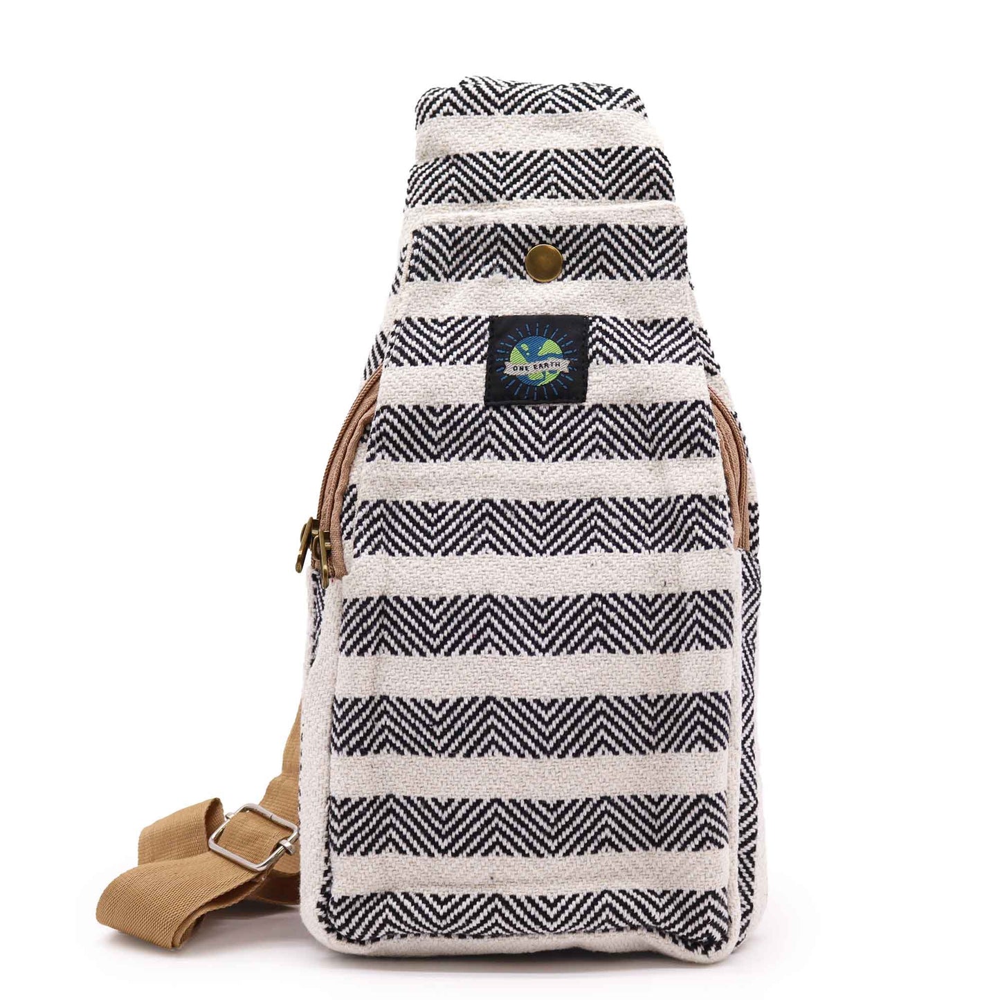 Body Cross Bag Natural Cotton - Blue & White