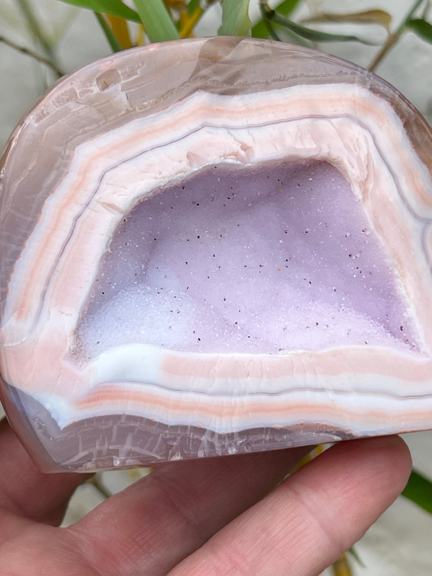 Pink/purple druzy polished agate