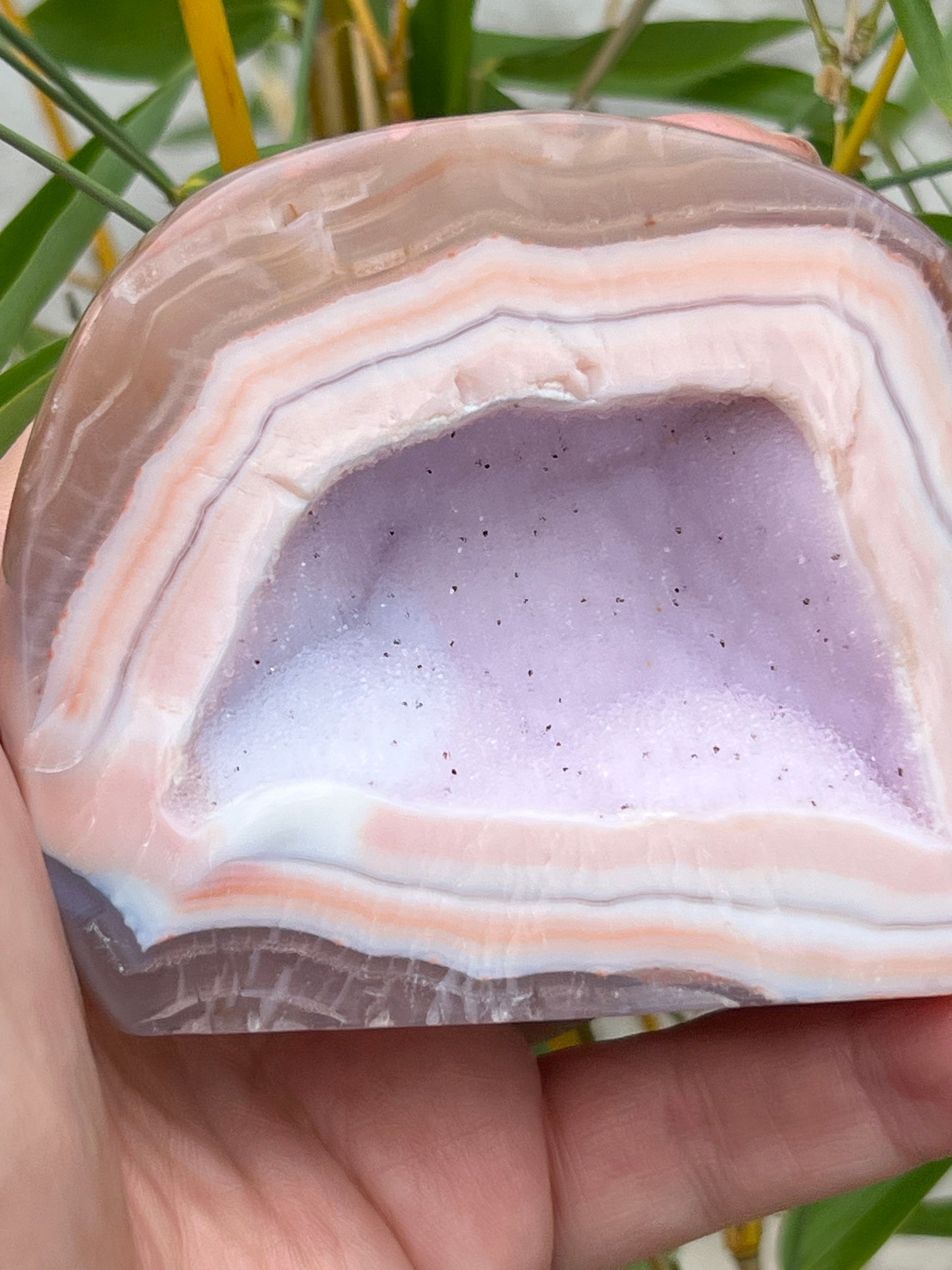 Pink/purple druzy polished agate