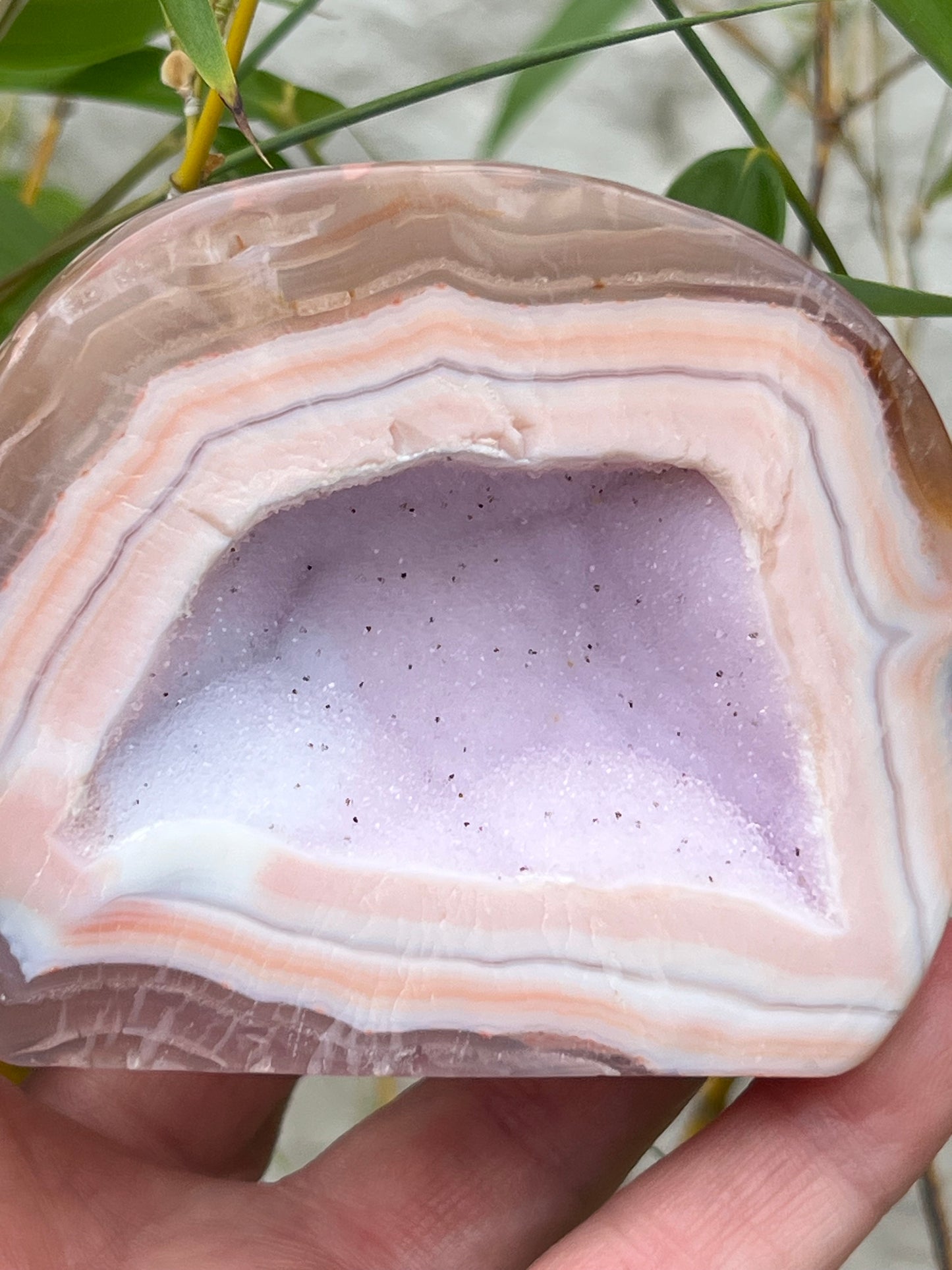 Pink/purple druzy polished agate