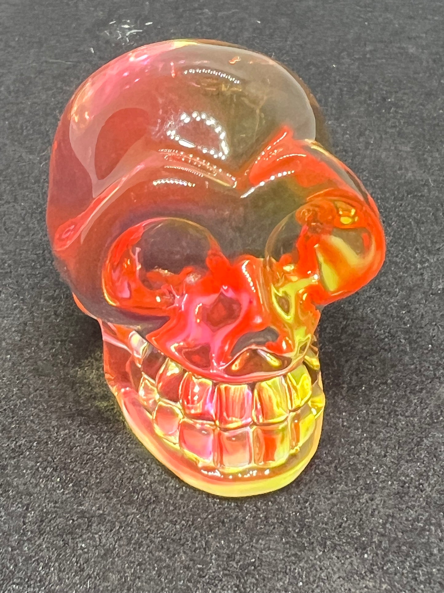 Pink and orange mini glass skull