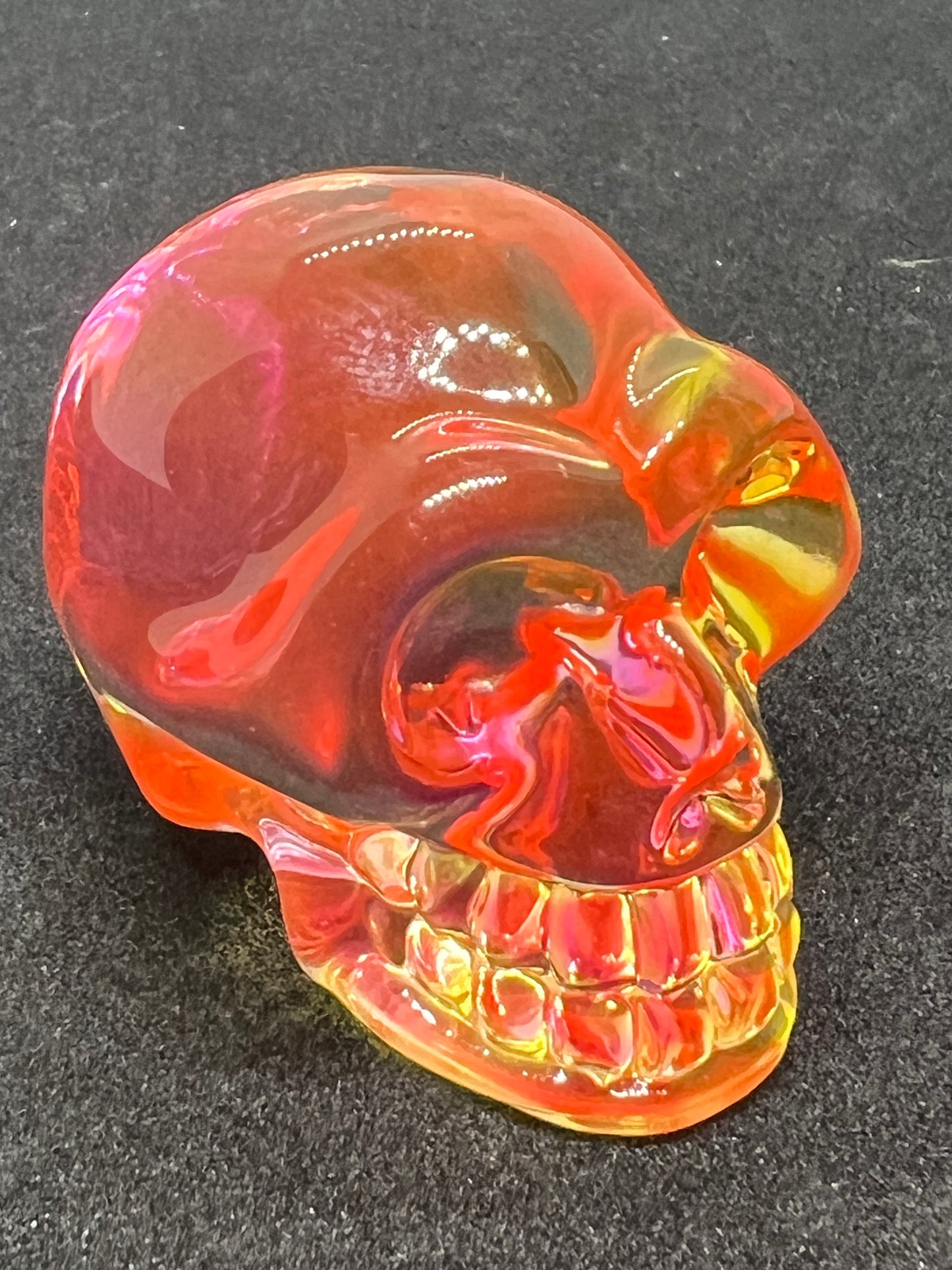Pink and orange mini glass skull
