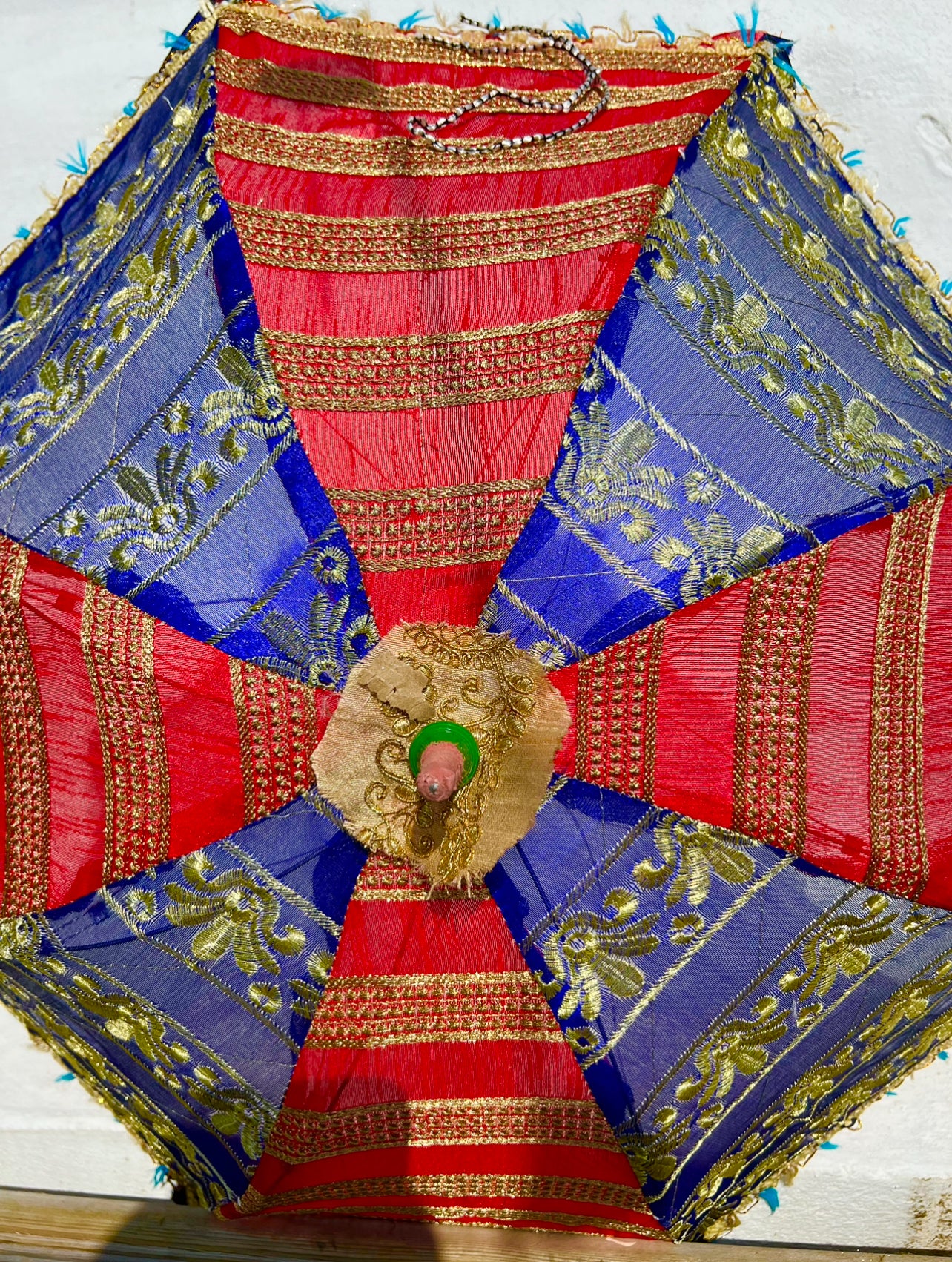 Blue handmade sun umbrella