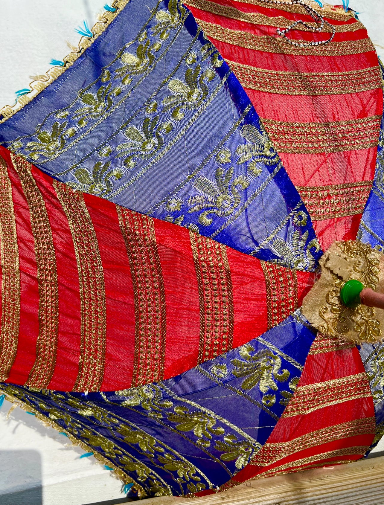Blue handmade sun umbrella