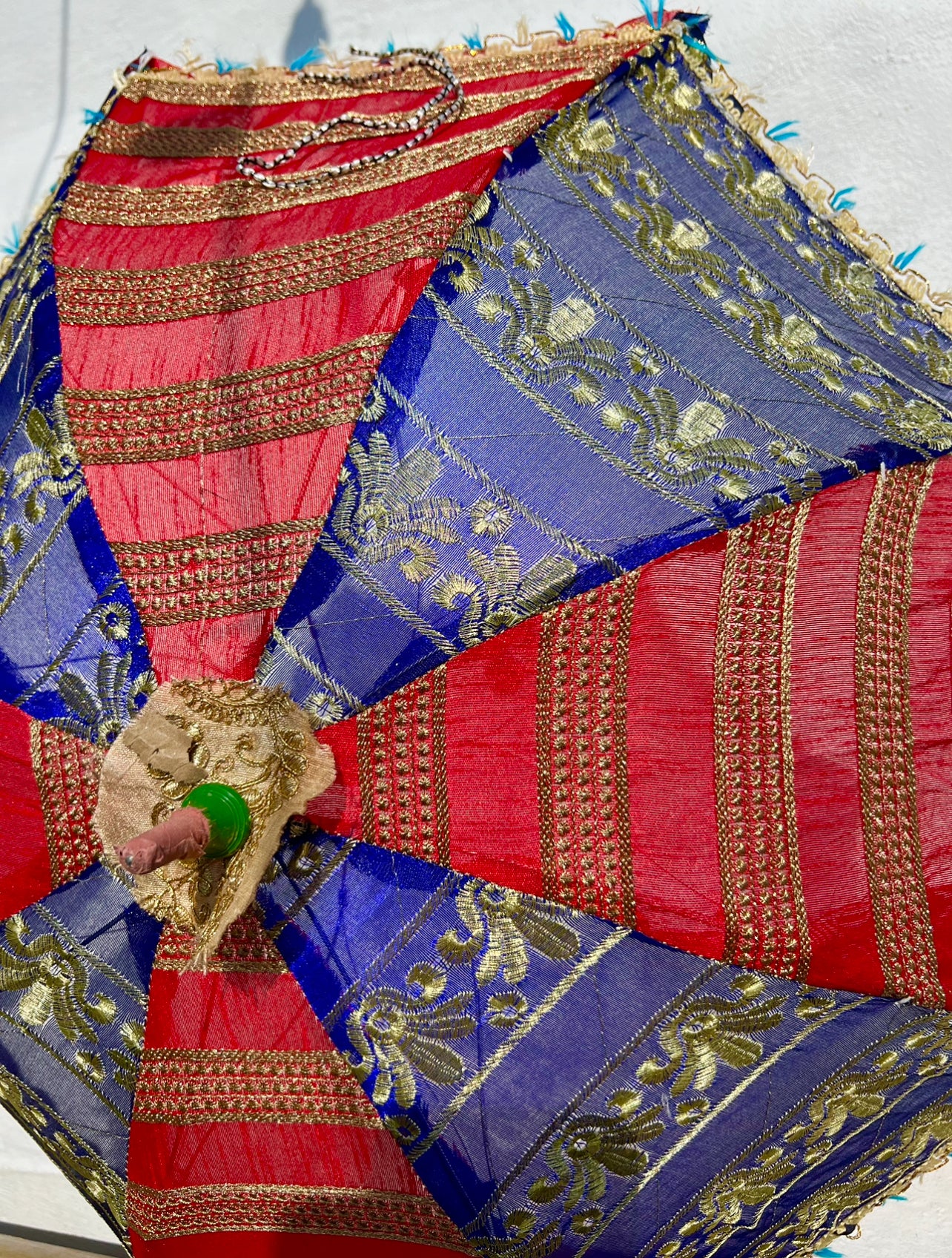 Blue handmade sun umbrella
