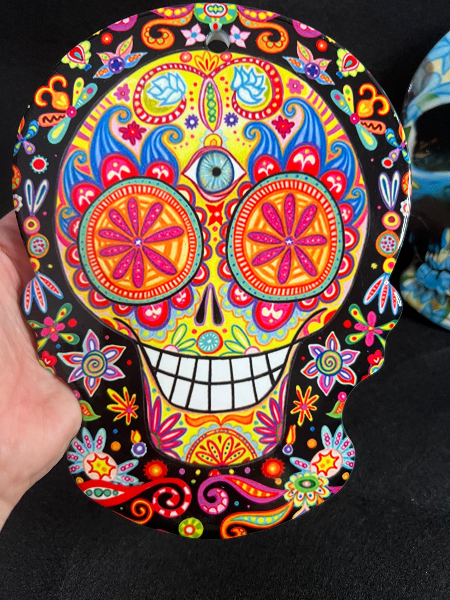 Unusual Skull place mat or wall hanging