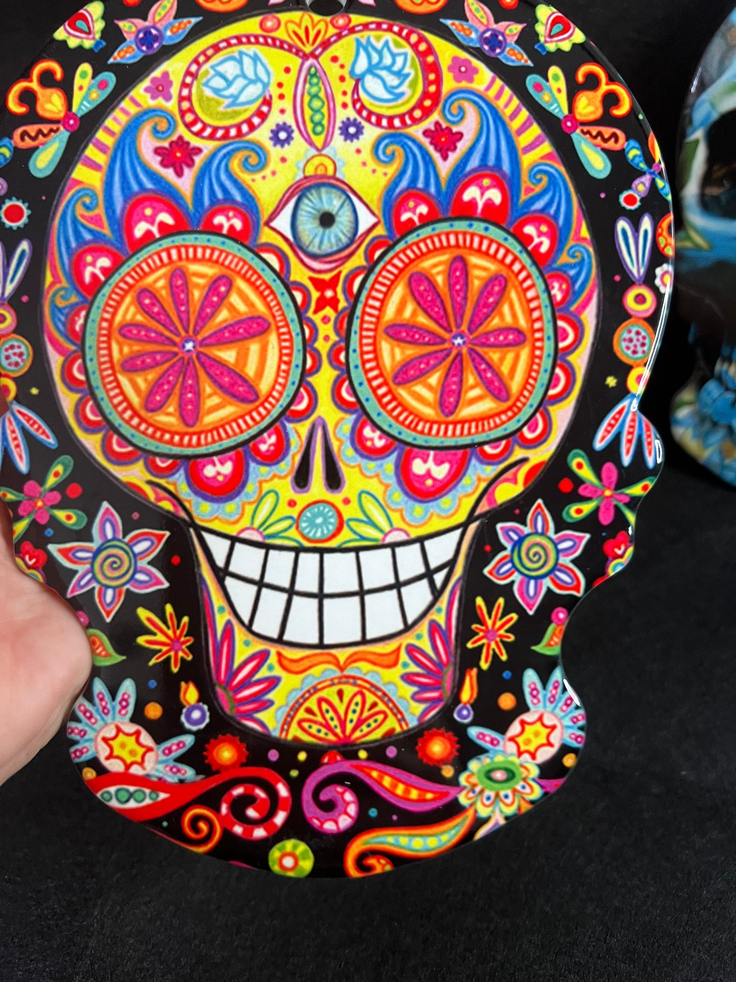 Unusual Skull place mat or wall hanging