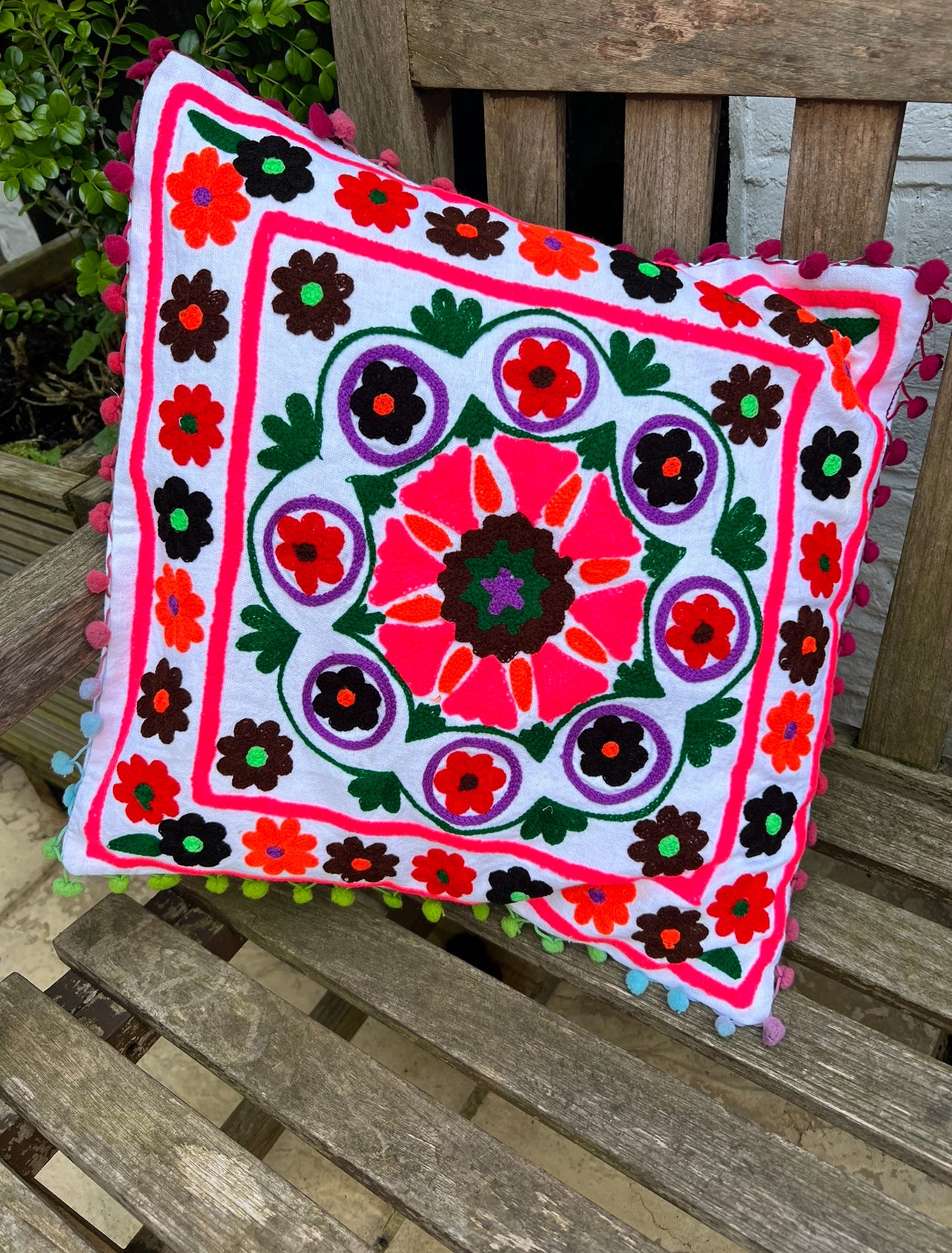 Colourful handmade cushion