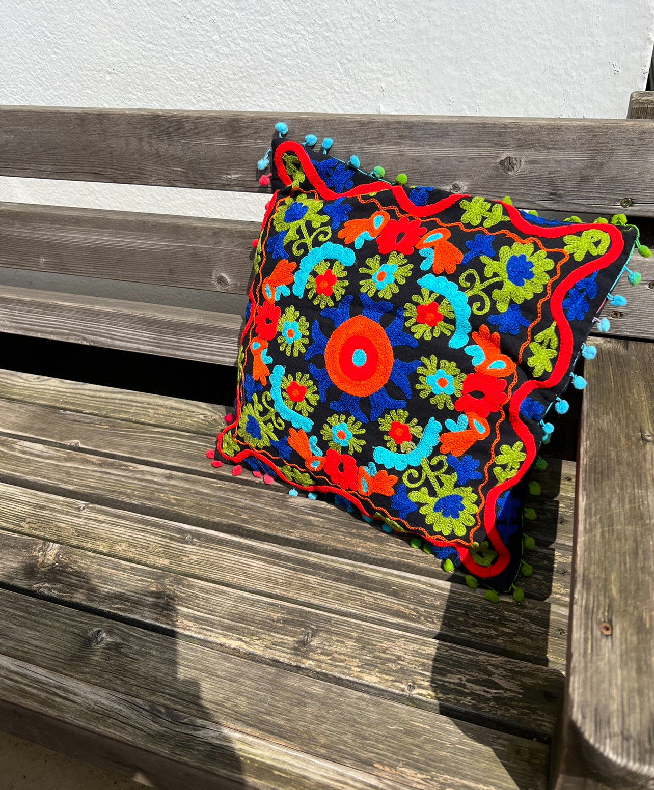 Colourful handmade cushion