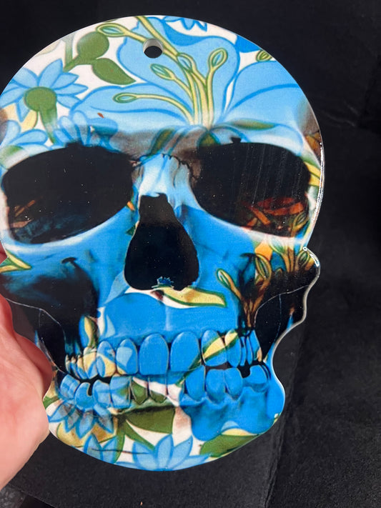 Stunning blue skull wall hanging or place mat