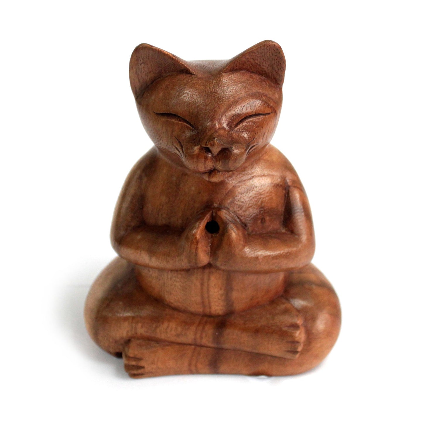 Wooden Carved Incense Burners - Large Yoga Cat