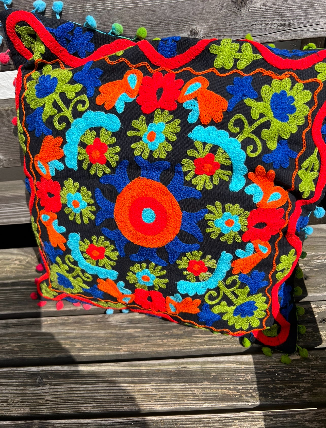 Colourful handmade cushion