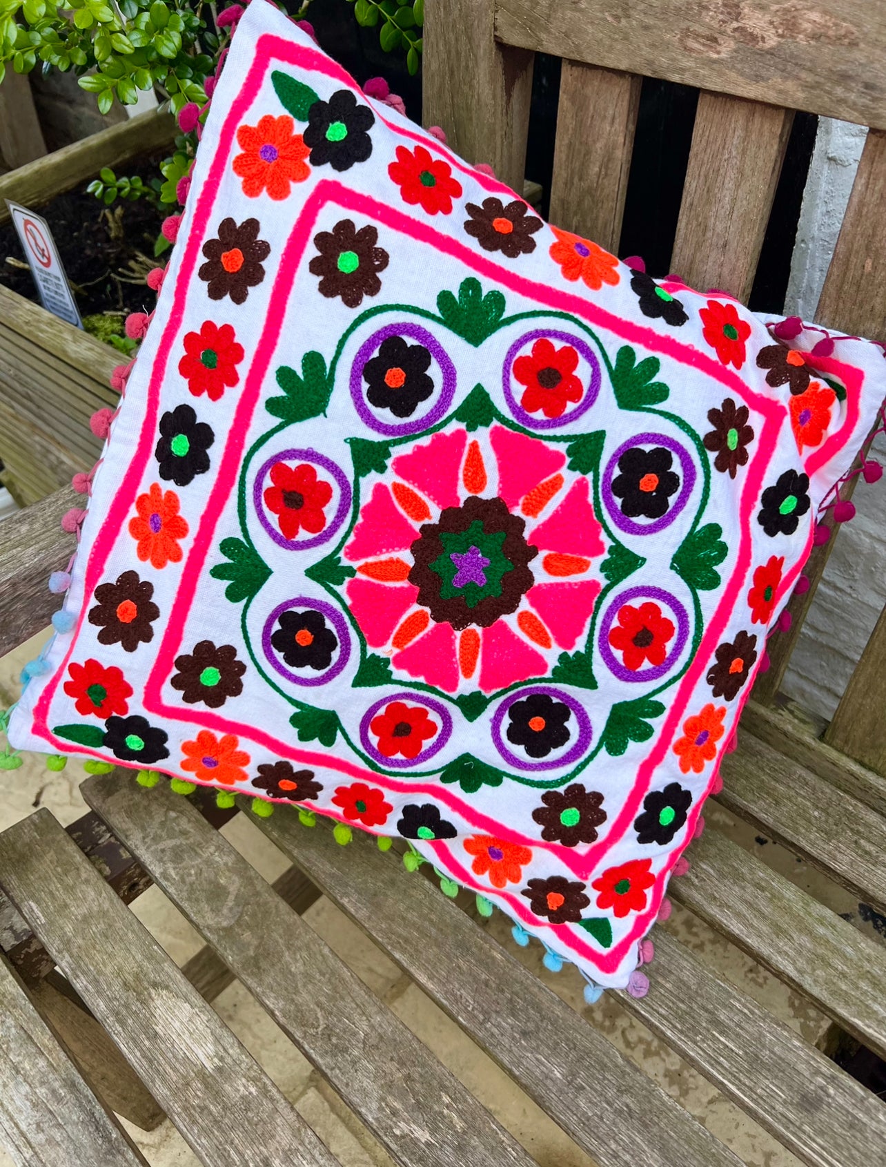 Colourful handmade cushion