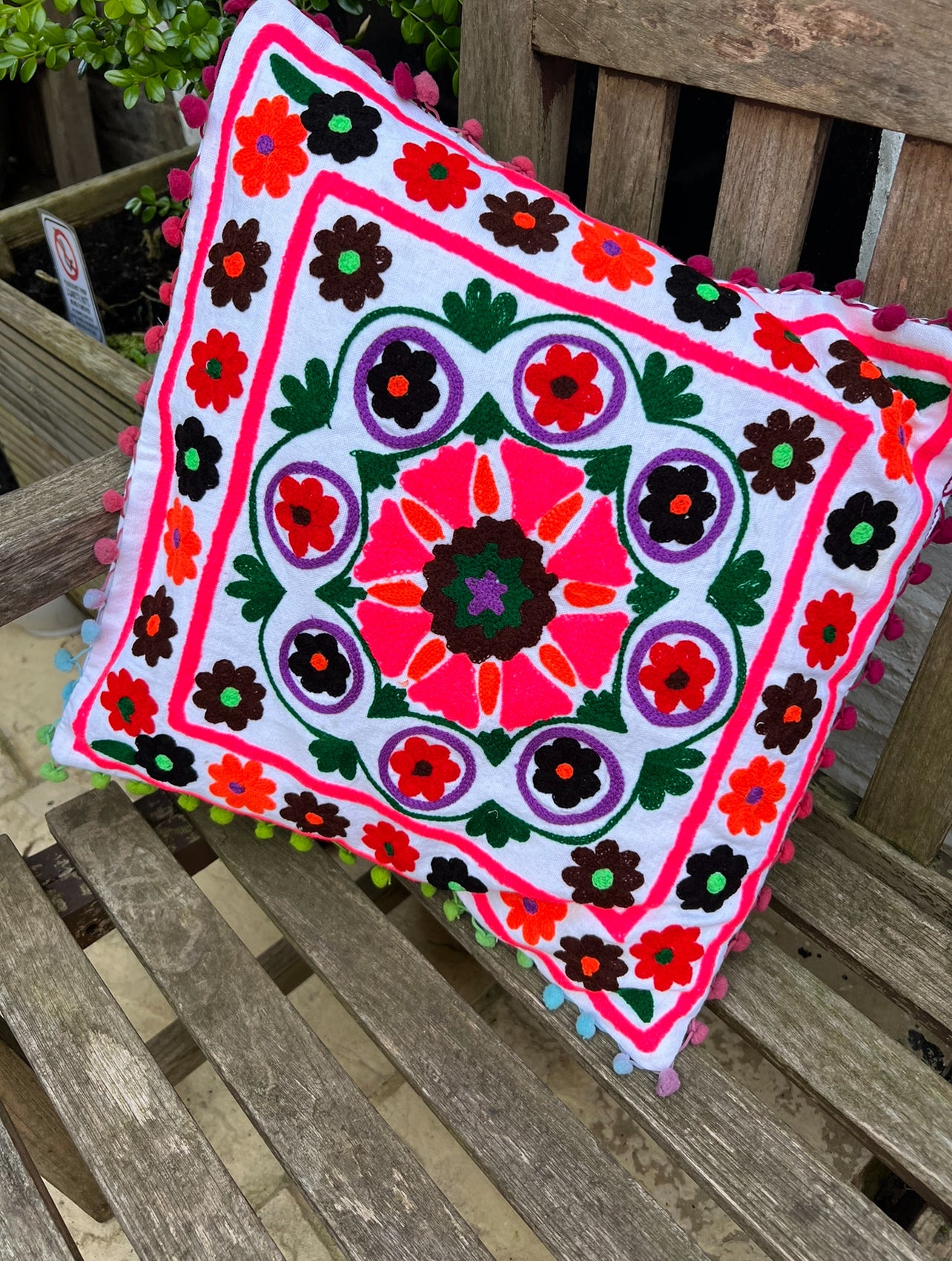 Colourful handmade cushion