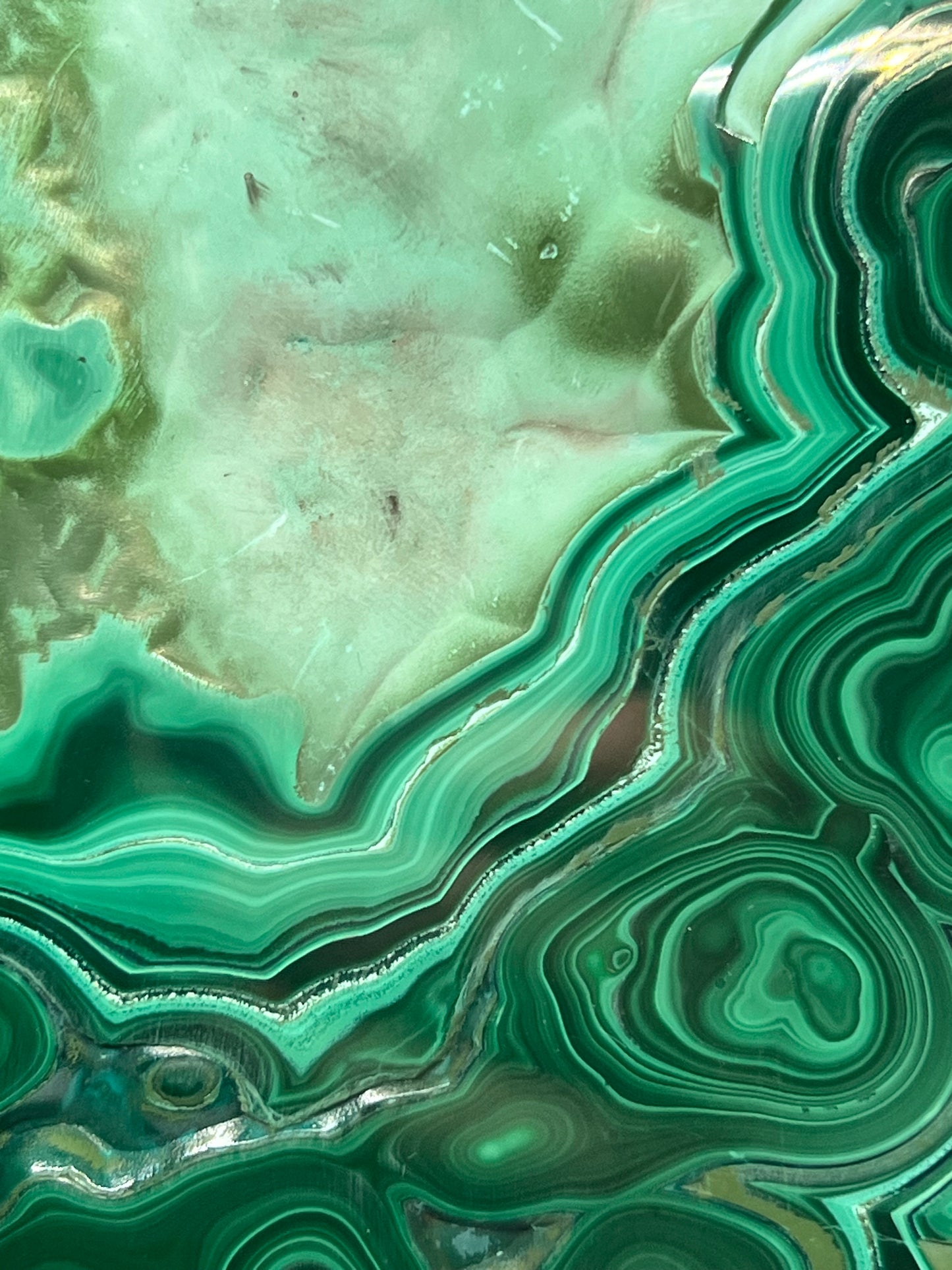 Beautiful druzy malachite slab