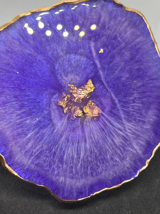 purple resin agate coaster