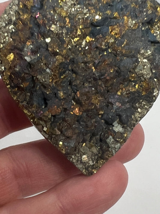 Rainbow pyrite heart