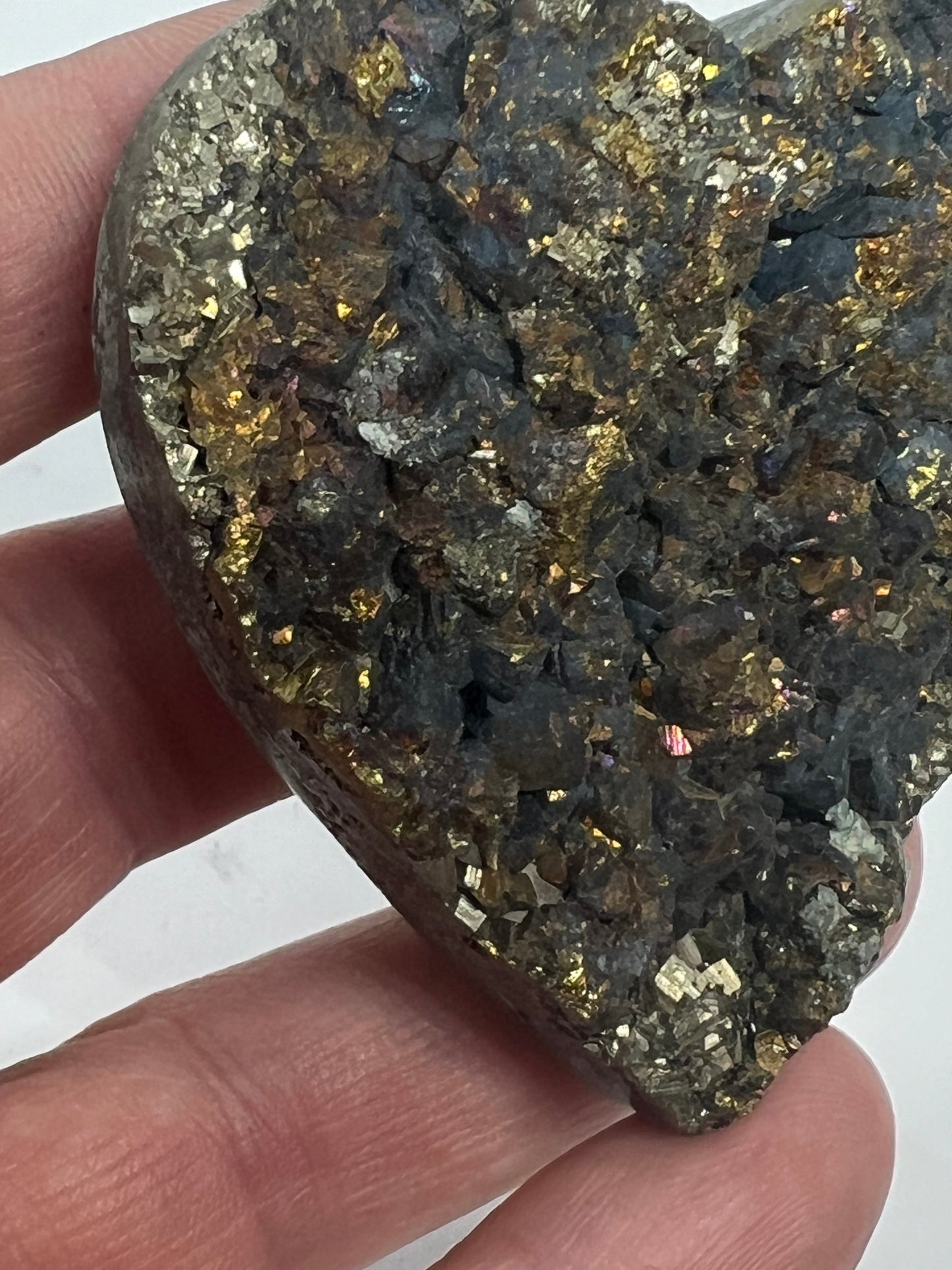 Rainbow pyrite heart