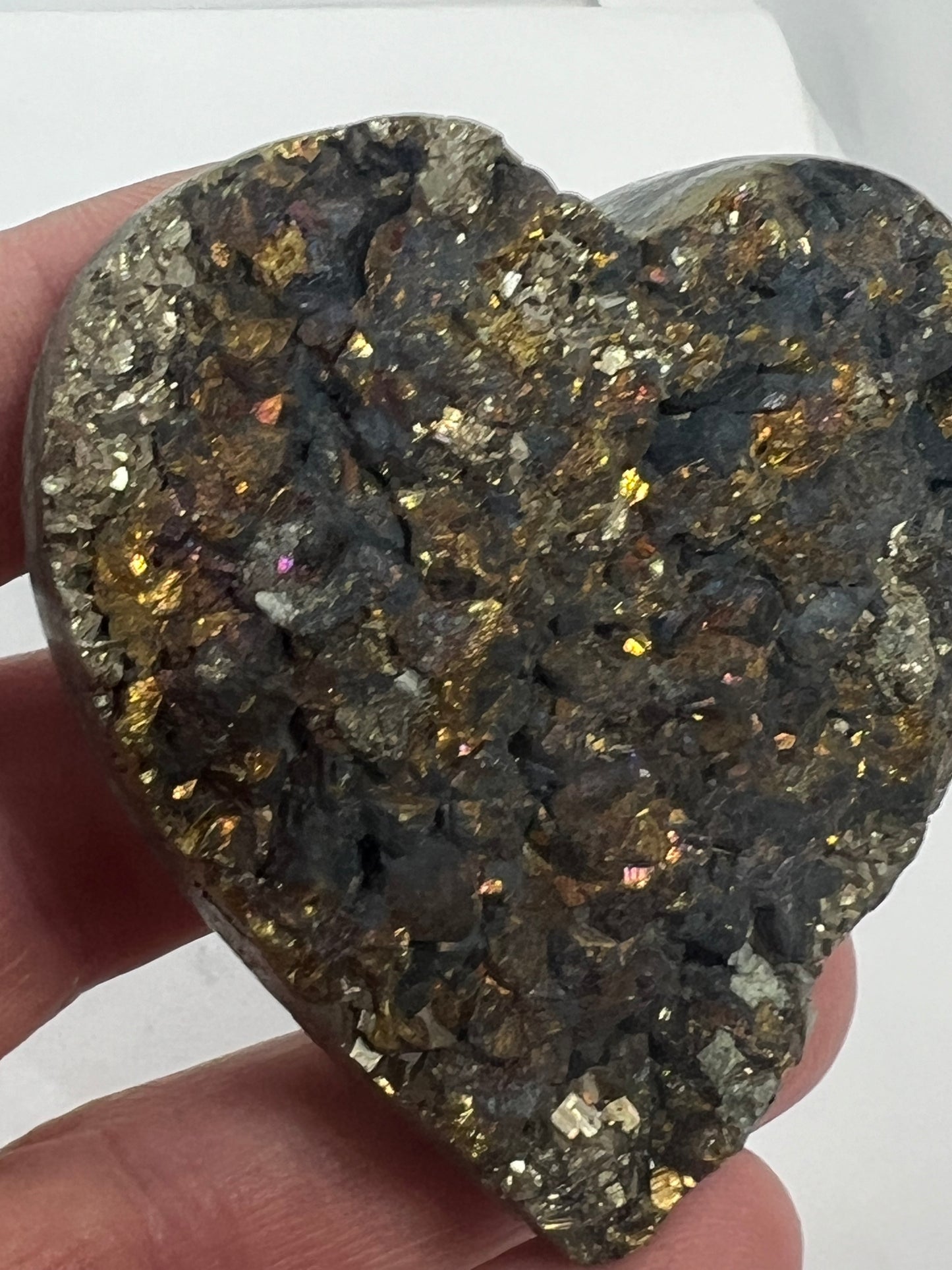 Rainbow pyrite heart