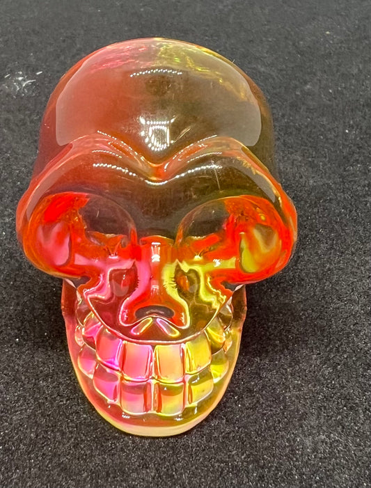 Pink and orange mini glass skull