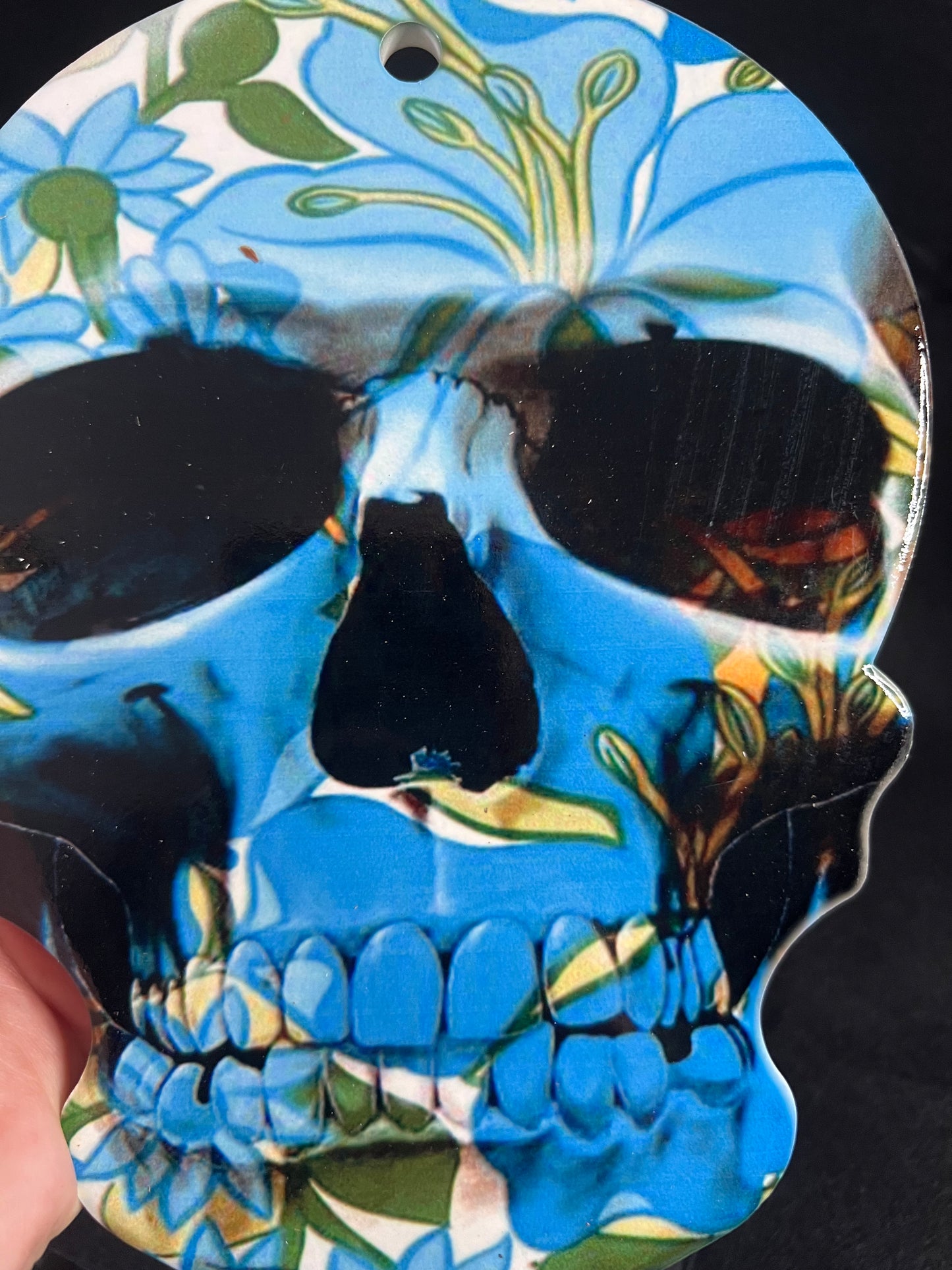 Stunning blue skull wall hanging or place mat