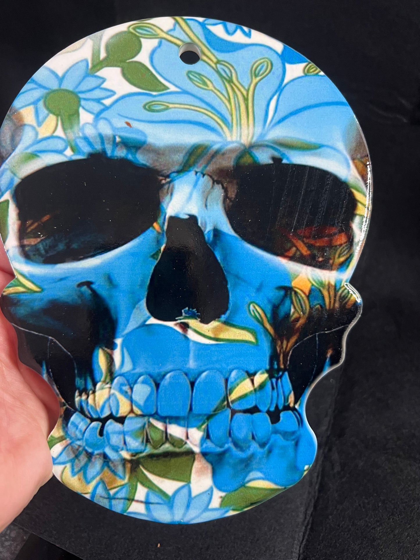 Stunning blue skull wall hanging or place mat